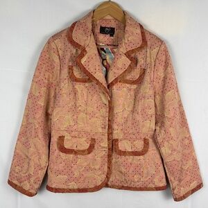 True Meaning Women Bohemian Artsy Brocade Cropped Blazer Sz 12 Anthropol. Retro